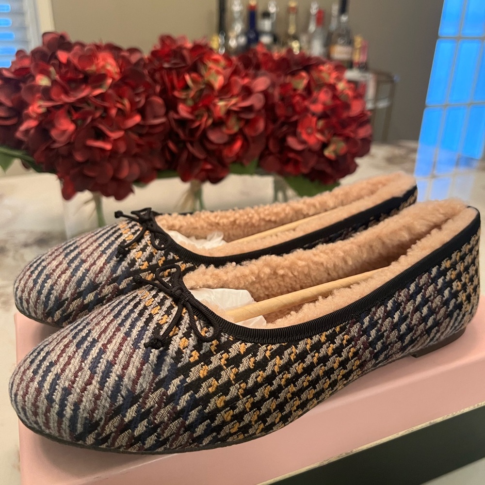 NIB Kate Spade New York Honey Shearling Grey Multi Ballet Flats size 9B - Picture 5 of 9